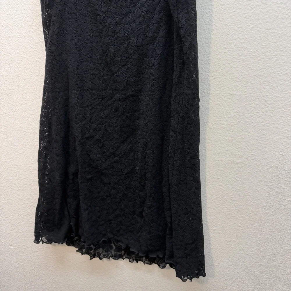 August Moon Slip Dress Mini Black All Over Lace Sheer Fairy Whimsigoth Y2K Sz L - Picture 6 of 8